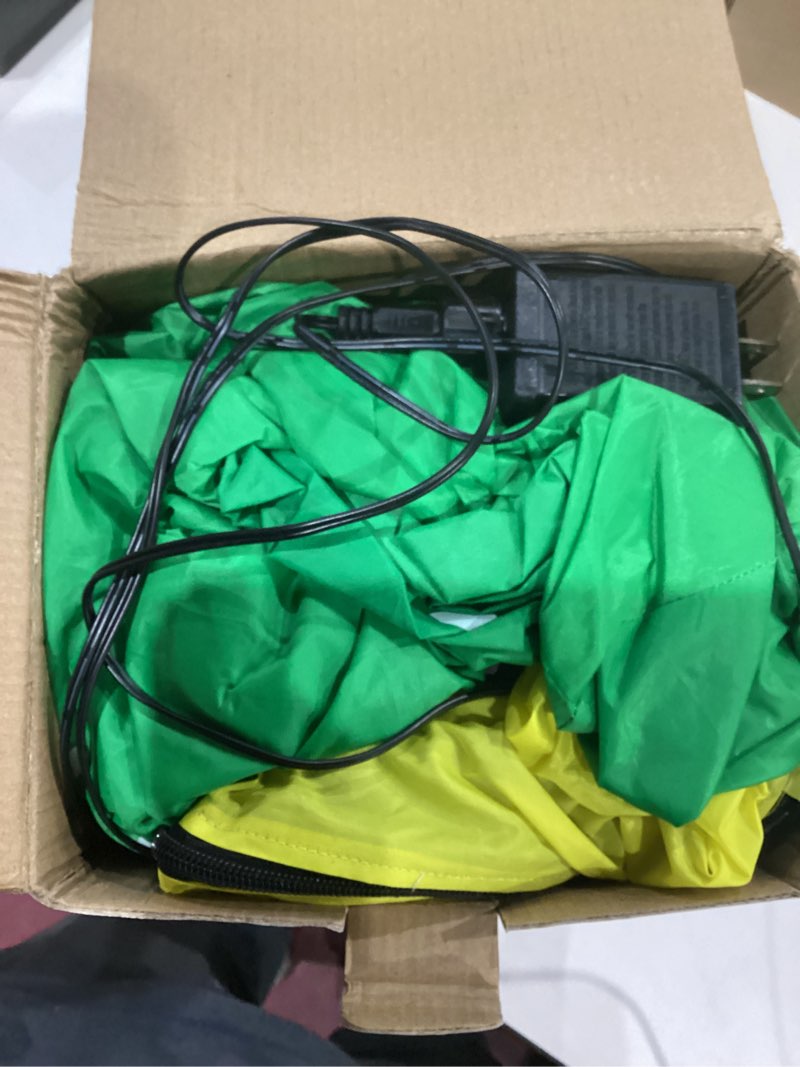 Condition photo showing As Is for 13FT Giant Dinosaur Christmas Inflatable Decorations, Built-in LED Lights, Strong Blower Huge Blow Up Yard Clearance Decor with Large Candy Cane Xmas Santa Hat Outdoor Indoor Holiday Party 13FT Christmas Dinosaur