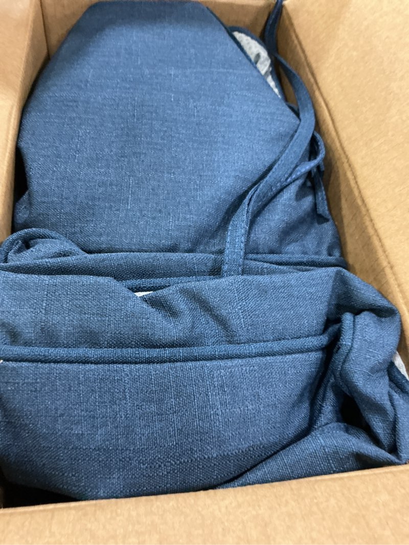 Condition photo showing Good Condition for outdoor chair cushions, fade-resistant & water-resistant, d shaped patio furniture seat chair pads replacement with ties, non-slip bottom, removable cover, set of 4, 19 x 19 inch, navy blue navy blue 19" x 19" 4 pack