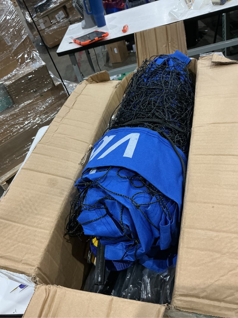 Condition photo showing Good Condition for volleyball net for backyard, no sagging professional heavy duty outdoor portable net set with poles, adjustable height, includes volleyball & carry bag, ideal for beach and grass blue