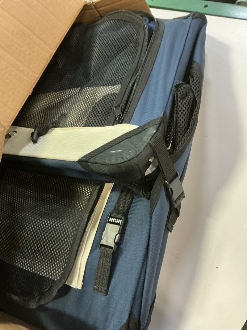 Condition photo showing Good Condition for Sivlefoss Large Cat Carrier, Collapsible Dog Travel Crate Portable Soft-Sided Pet Carrier with Super Soft Warm Plush Mat for Indoor and Outdoor 24x16x16in,Navy Blue Large Navy Blue