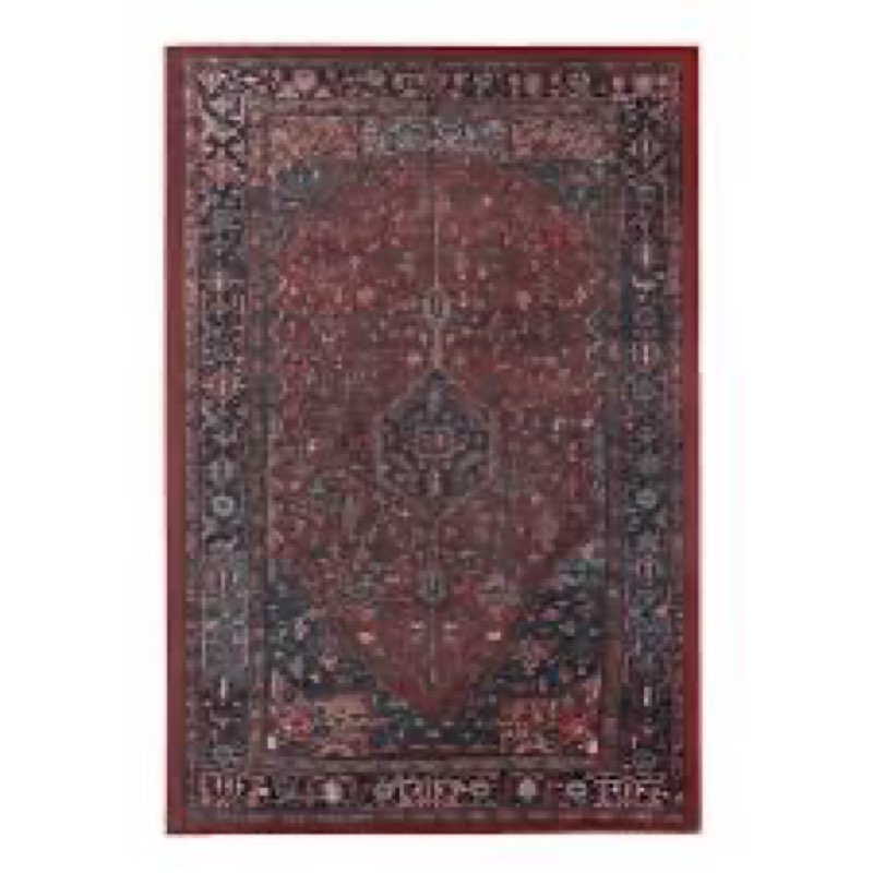 Abhisek Vintage Faded Floral Medallion Border Machine Washable Indoor Rug