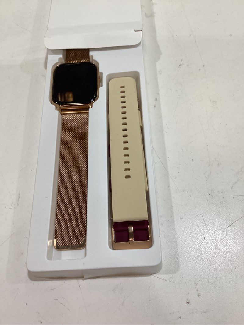 Condition photo showing Good Condition for smart watch for women(3 bands), smartwatch fitness tracker with bluetooth calls & ai voice control, 1.85’’ hd screen, heart rate/spo2 monitor, sleep tracker, compatible with android ios (gold)
