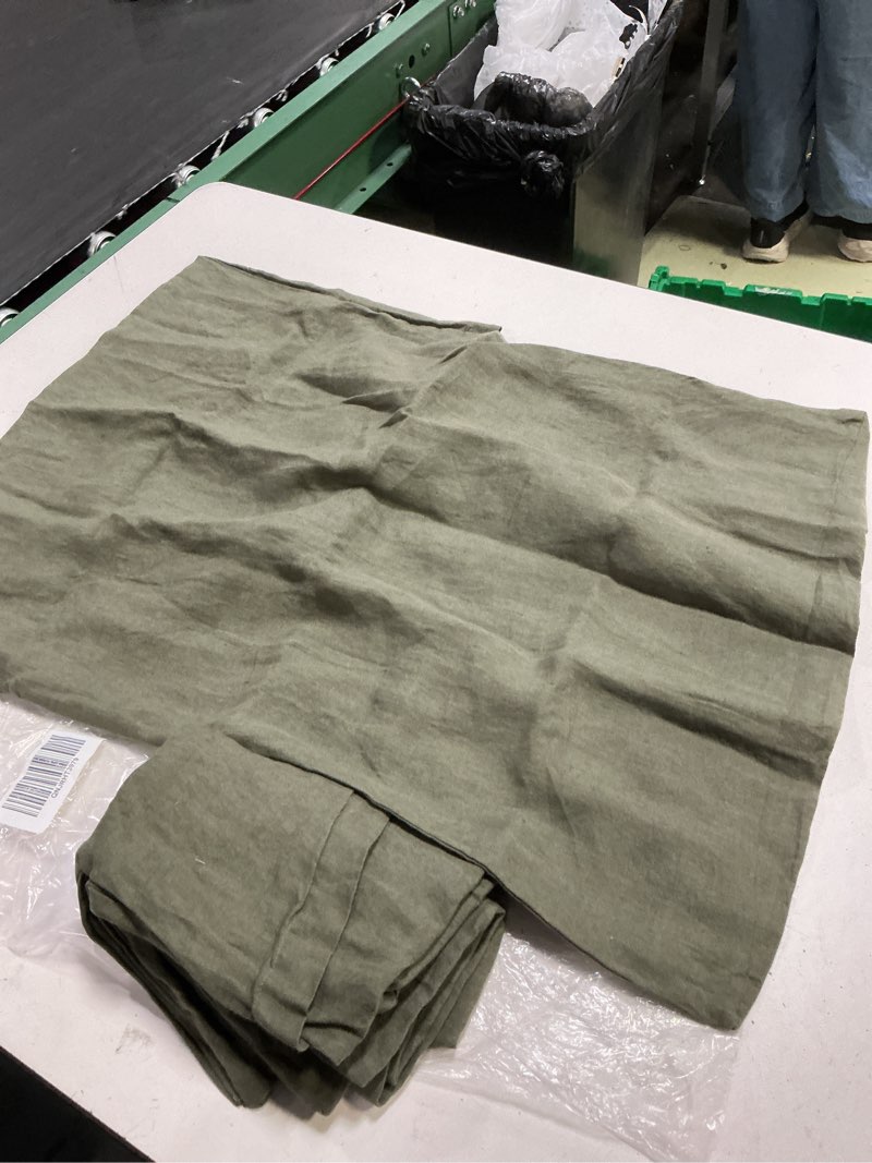 Condition photo showing Good Condition for quince 100% linen standard sham 20”x26” dusty olive