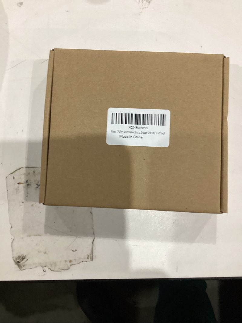 Condition photo showing New/Like New for 24Pcs Red Velvet Christmas Tree Bows Ornaments Vintage Velvet Ribbon Bows for Tree Garland Wreath Indoor Outdoor Christmas Decor Xmas Decorations 3/8" Wide, 5 * 7 inch