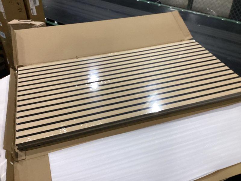 Condition photo showing New/Like New for 2 pieces wood panels for wall, 47.2"×23.6" sound absorbing panel, wood slat acoustic panels for wall and ceiling, black oak 2 pcs - 47.2 inch × 23.6 inch black oak