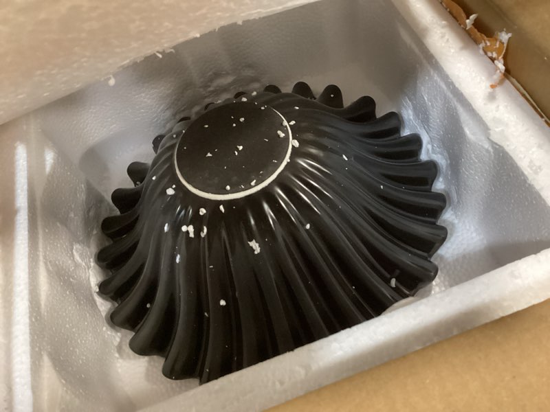 Condition photo showing New/Like New for LALASTAR Large Decorative Bowl, Fruit Bowl for Kitchen Counter, Modern Home Decor, Key Bowl for Entry Table, Coffee Table Decor, Minimalist Ruffle Centerpiece Decor, 10", Black Black-10"