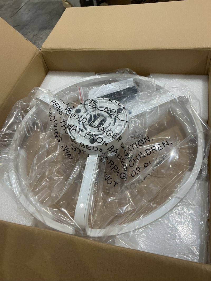 Condition photo showing Good Condition for volisun low profile ceiling fans with light and remote, no assembly, 20in fandelier ceiling fan with lights, 3000k-6500k dimmable flush mount led fan light, white bladeless ceiling fans for bedroom white 20 inch