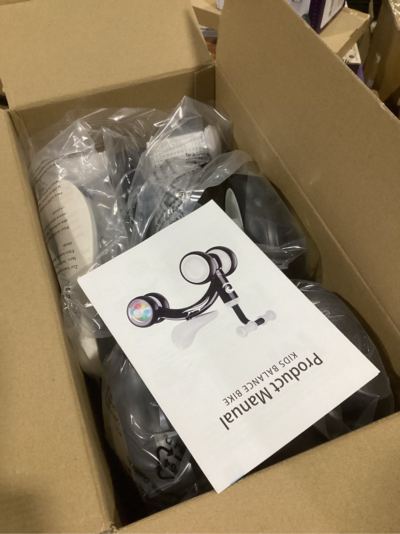 Condition photo showing New/Like New for Colorful Lighting Baby Balance Bike Toys for 1 Year Old Boy Girl Gifts, 10-36 Month Toddler Balance Bike, No Pedal 4 Silence Wheels & Soft Seat First Riding on Toys, 1st Birthday Gifts White