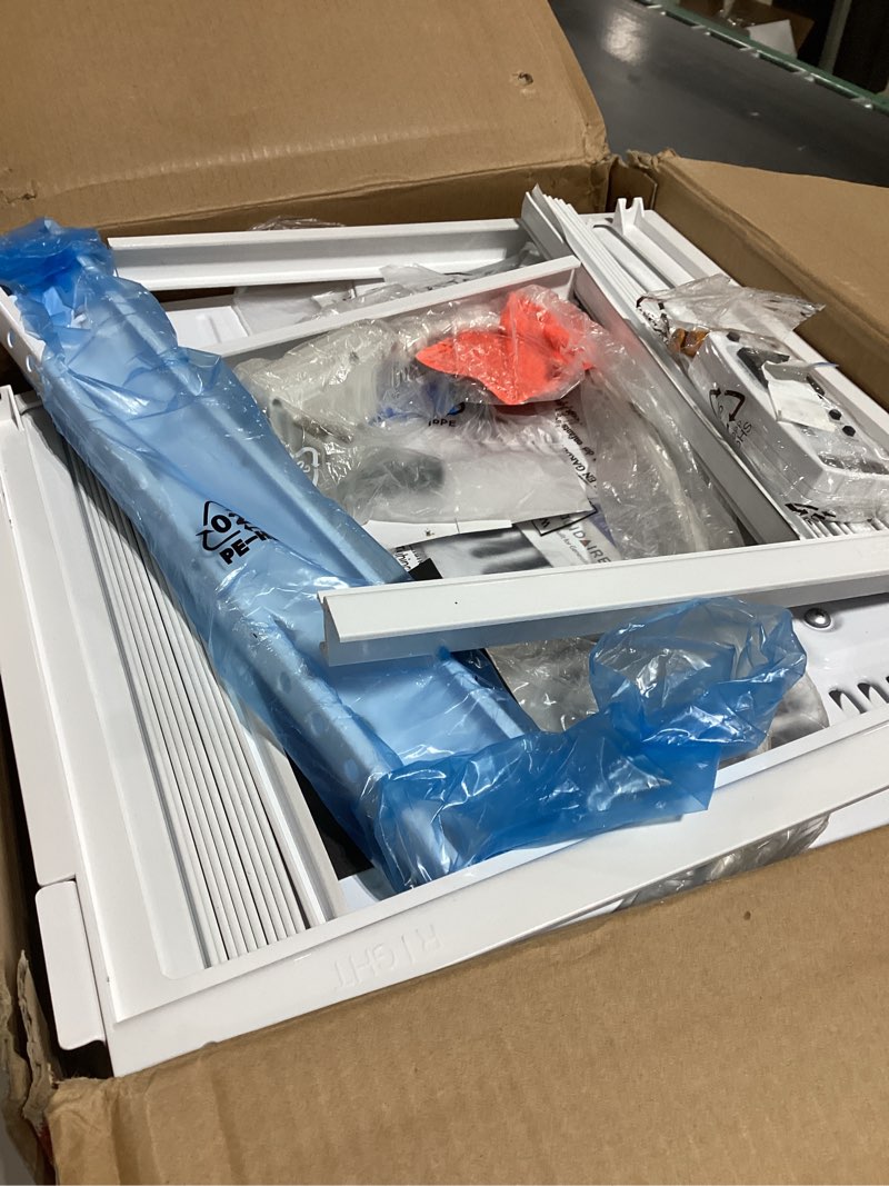 Condition photo showing As Is for Frigidaire 6,000 BTU Window Air Conditioner and Dehumidifier, 115V, Cools up to 250 Sq. Ft. for Apartment, Dorm Room, Small/Medium Rooms, with Remote Control, White 1 Count (Pack of 1) Cool Only 115V White