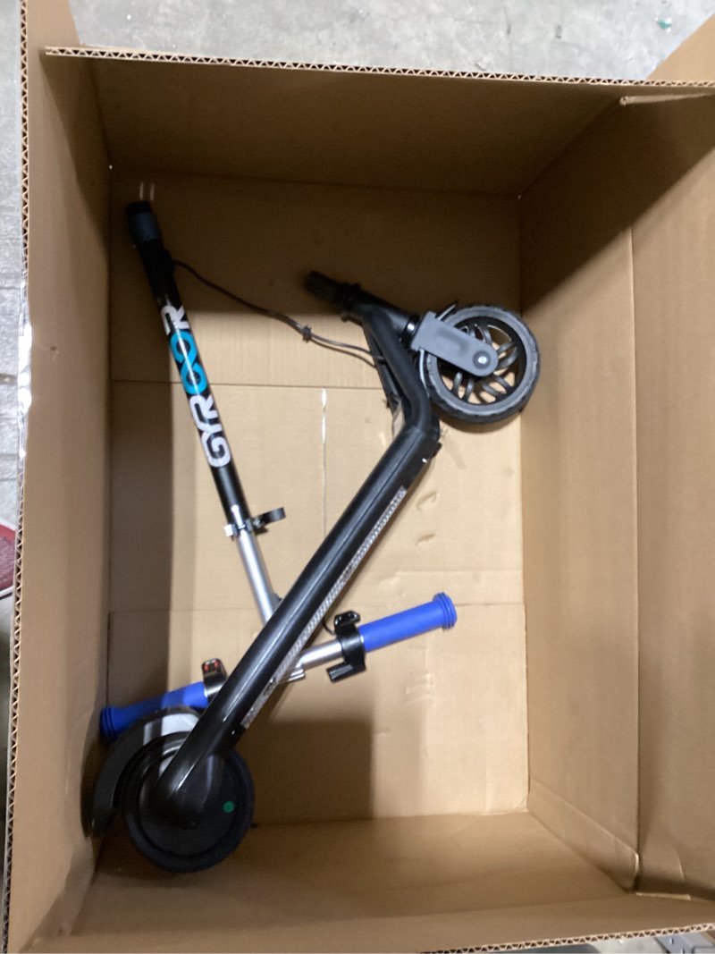 Condition photo showing As Is for gyroor h30 max electric scooter for kids ages 8-12, 150w powerful motor, bluetooth music, dual brake system, adjustable height and speed, best gifts for kids
