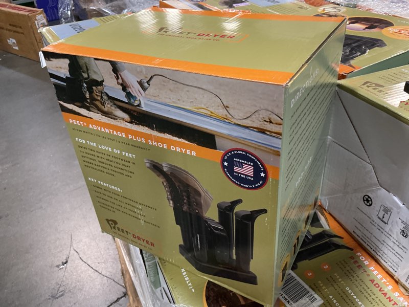 Condition photo showing As Is for peet, advantage plus 4-shoe electric shoe and boot dryer with fan & heat settings, made in the usa advantage dryer