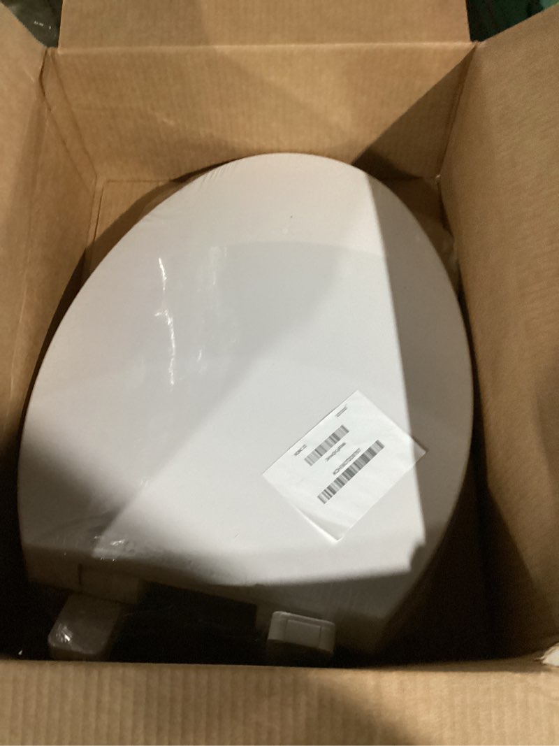 Condition photo showing Good Condition for Toilet Seat Elongated, Toilet Seats with Cover Quiet Close, Never Loosen Bumpers, Easy Removing and Cleaning, White, 18.5"L x 14"W