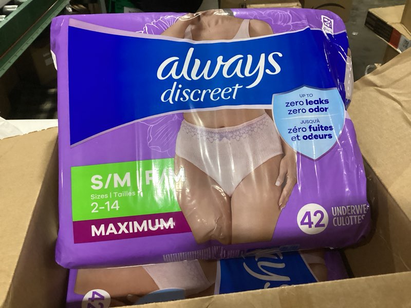 Condition photo showing Good Condition for Always Discreet Adult Incontinence Underwear for Women and Postpartum Underwear, S/M, Up to 100% Bladder Leak Protection, 84 Count (Packaging May Vary)