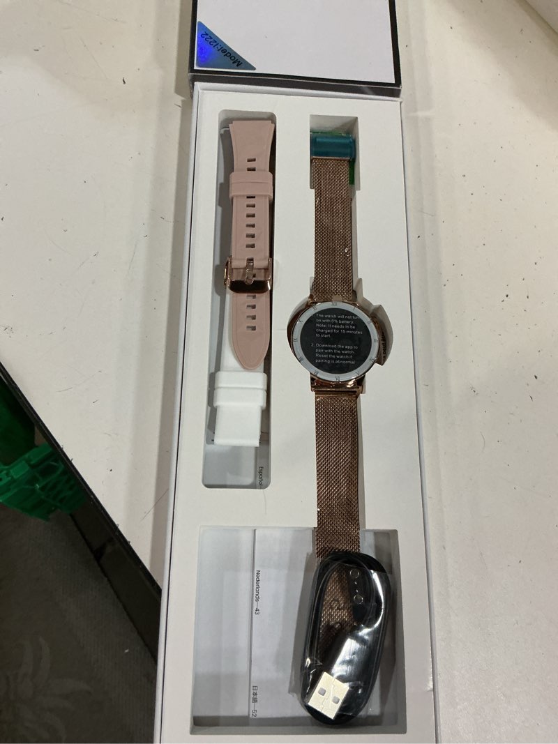 Condition photo showing New/Like New for smart watches for women (answer/make calls),1.19" amoled slim smartwatch with heart rate/sleep monitor,120+ sport modes fitness tracker with bluetooth for ios/android rose gold rose gold 1.19''
