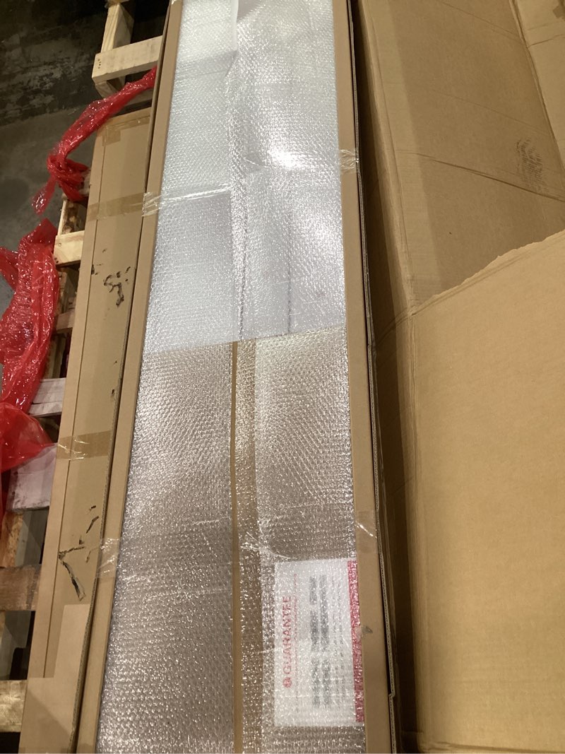 Condition photo showing As Is for Fredbeck 36x96 inch White Barn Door with 6.6FT MDF Sliding Door Hardware Kit Included & Handle,Solid PVC Surface,DIY Assembly,5-Panel 36x96 single door