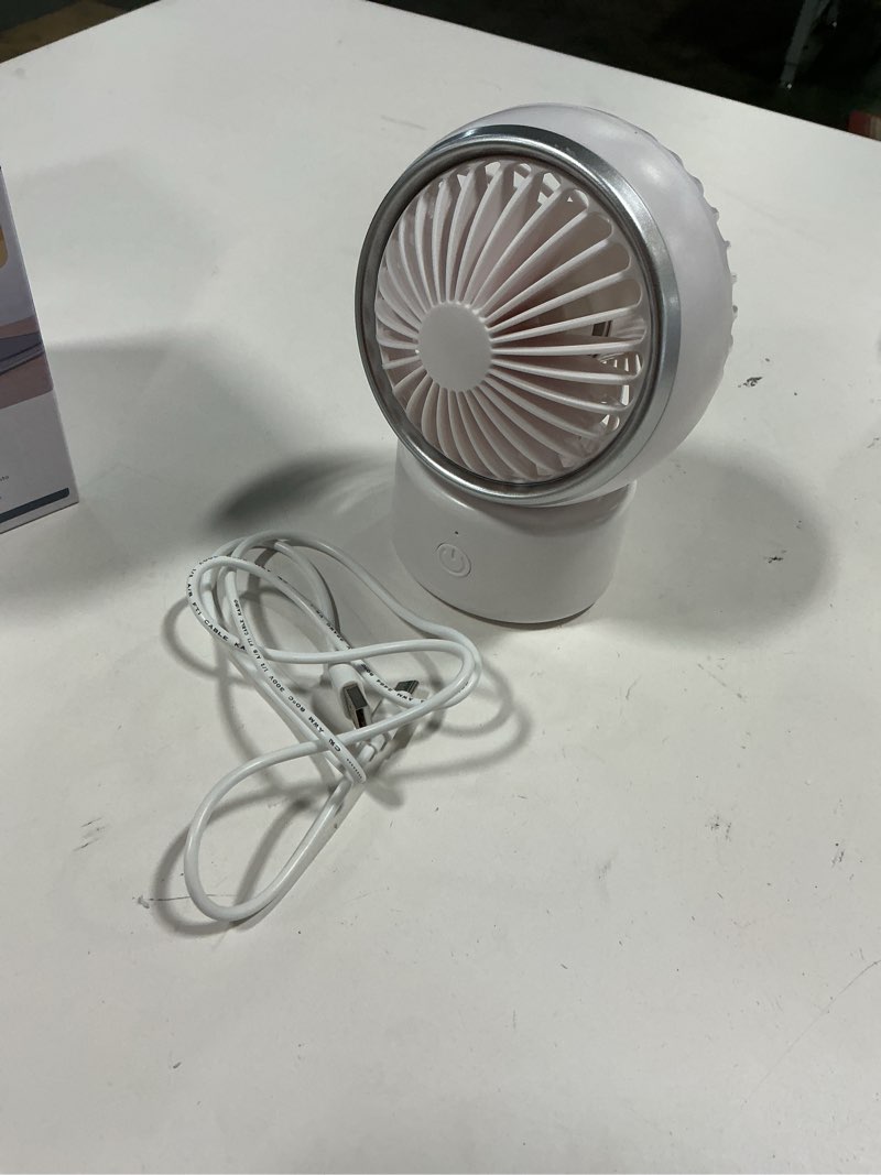 Condition photo showing As Is for Style Selections 4-in 5 -Volt 3 -Speed Indoor White Oscillating Desk Fan