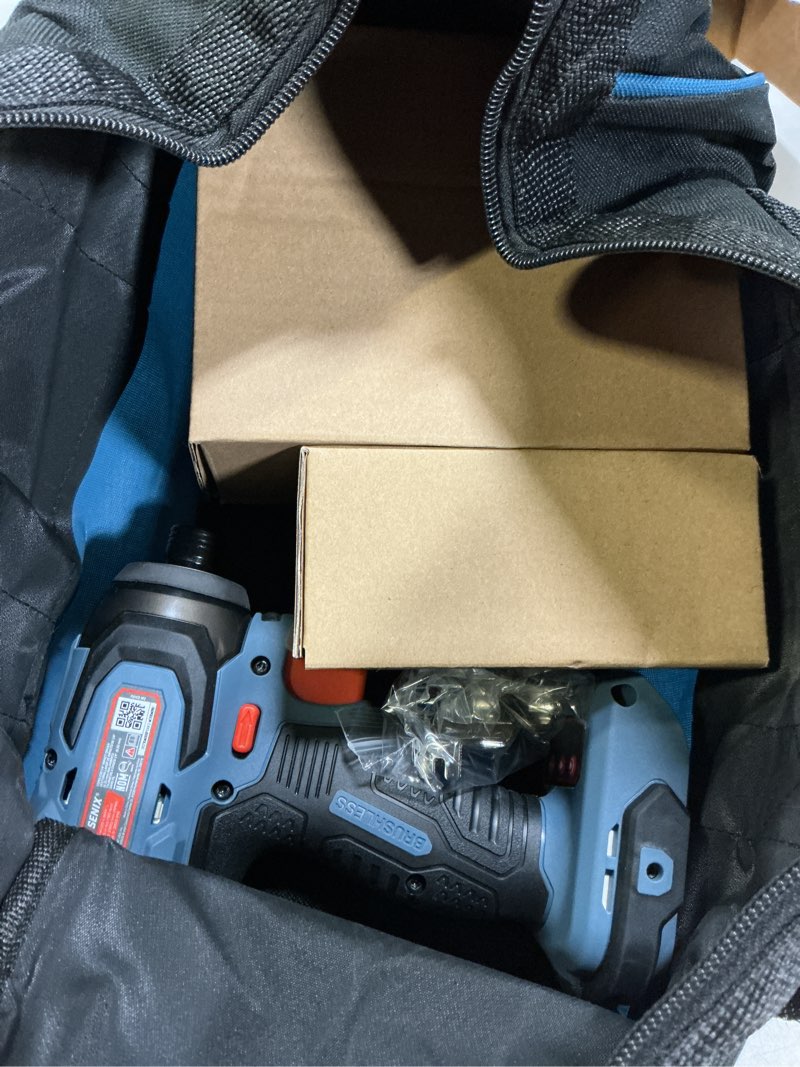 Condition photo showing New/Like New for senix x2 20-volt 1/4-in brushless cordless impact driver (1-battery included, charger included and soft bag included)