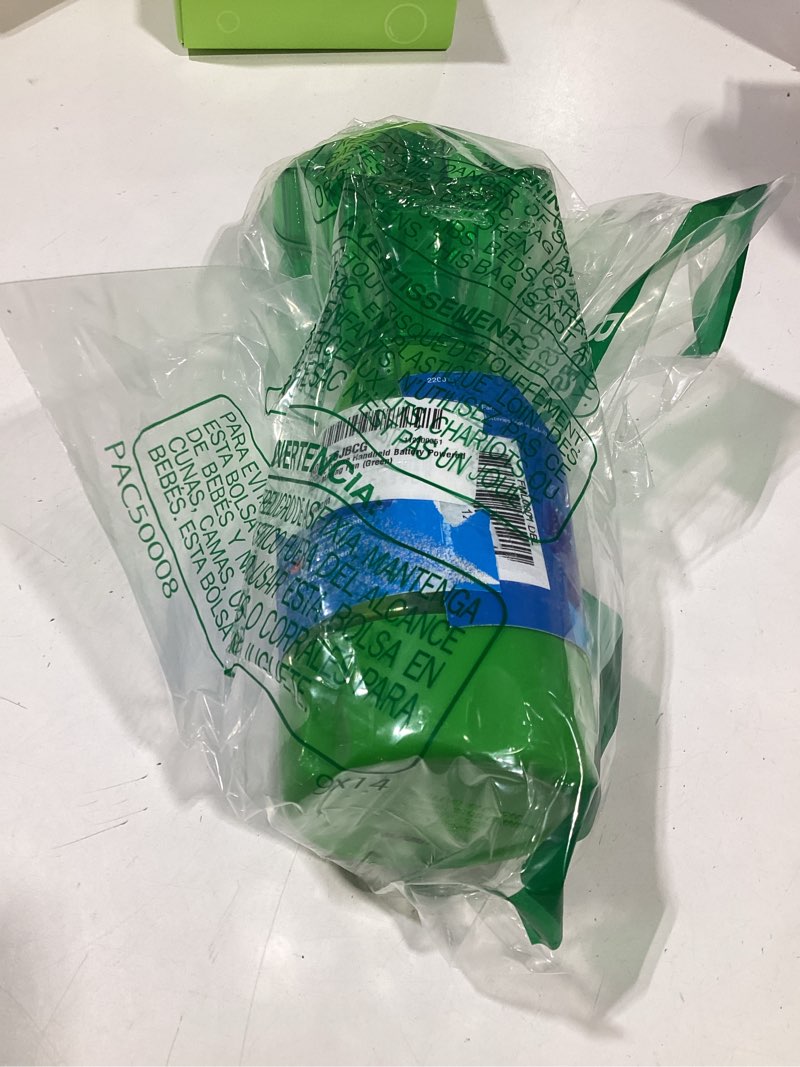 Condition photo showing As Is for o2cool deluxe handheld misting fan battery powered green | yes green single