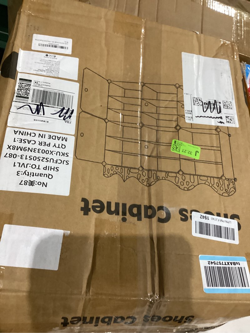 Condition photo showing New/Like New for Jomifin Shoe Rack Storage Cabinet with Doors, key Holders, Expandable Standing Rack, Portable Shoes Organizer, Storage 36-72 Pairs Shoes, Boots, Slippers (White)