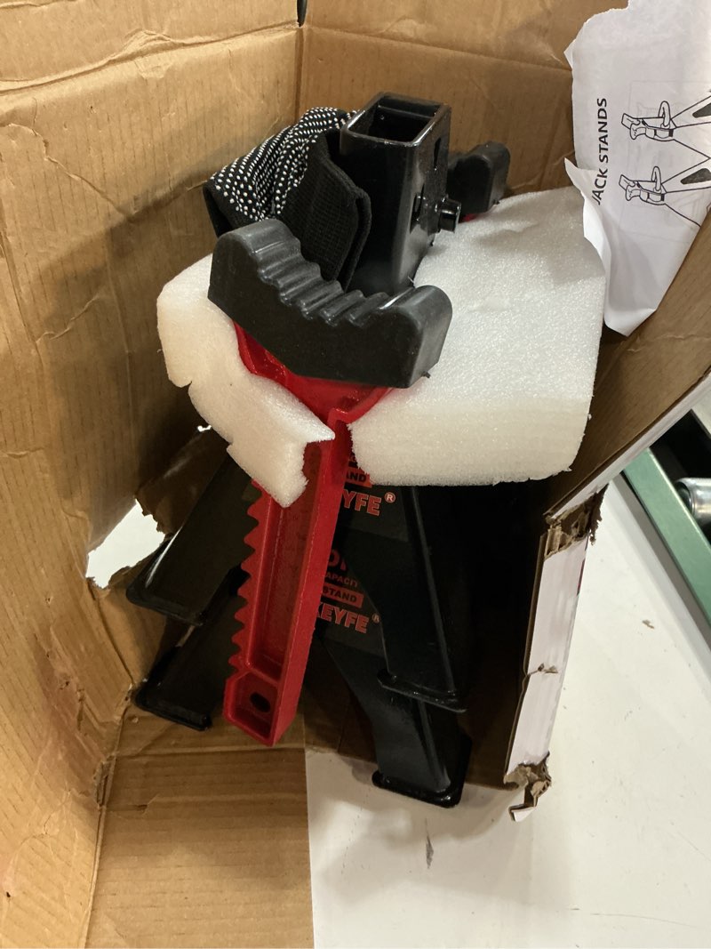 Condition photo showing New/Like New for 3 ton (6,600 lbs) jack stands with double pin locking,rubber cover and large foot base,11"-17" adjustable height,heavy duty car jack stands,lifting suv,mpv,pickup truck,atv/utv,1 pair red-standard 3ton load capacity