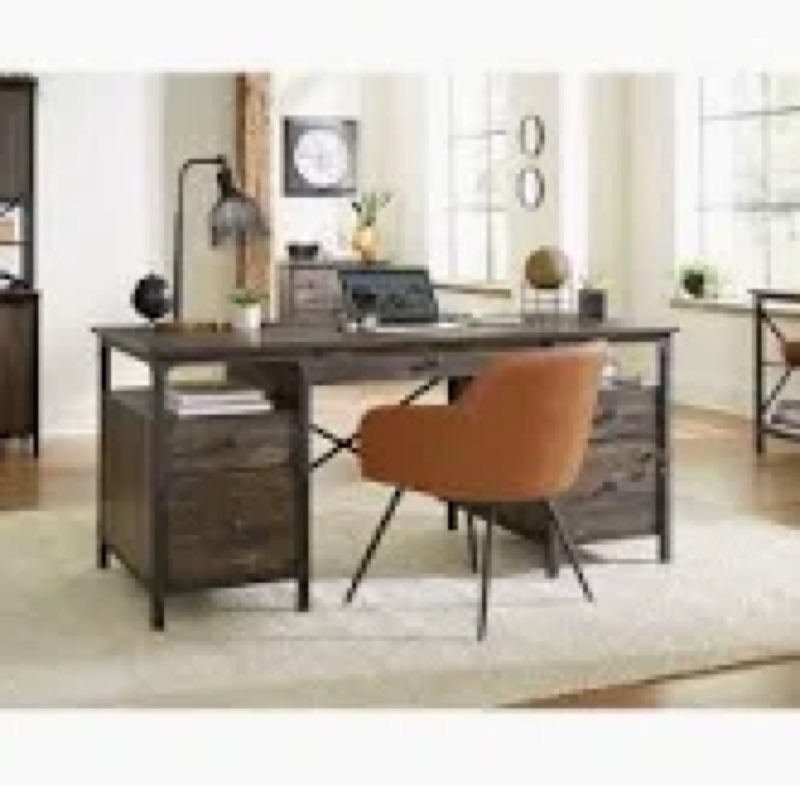 *incomplete,box 2/2 only* Sauder 427854 Steel River Dbl Ped Executive Desk Co A2