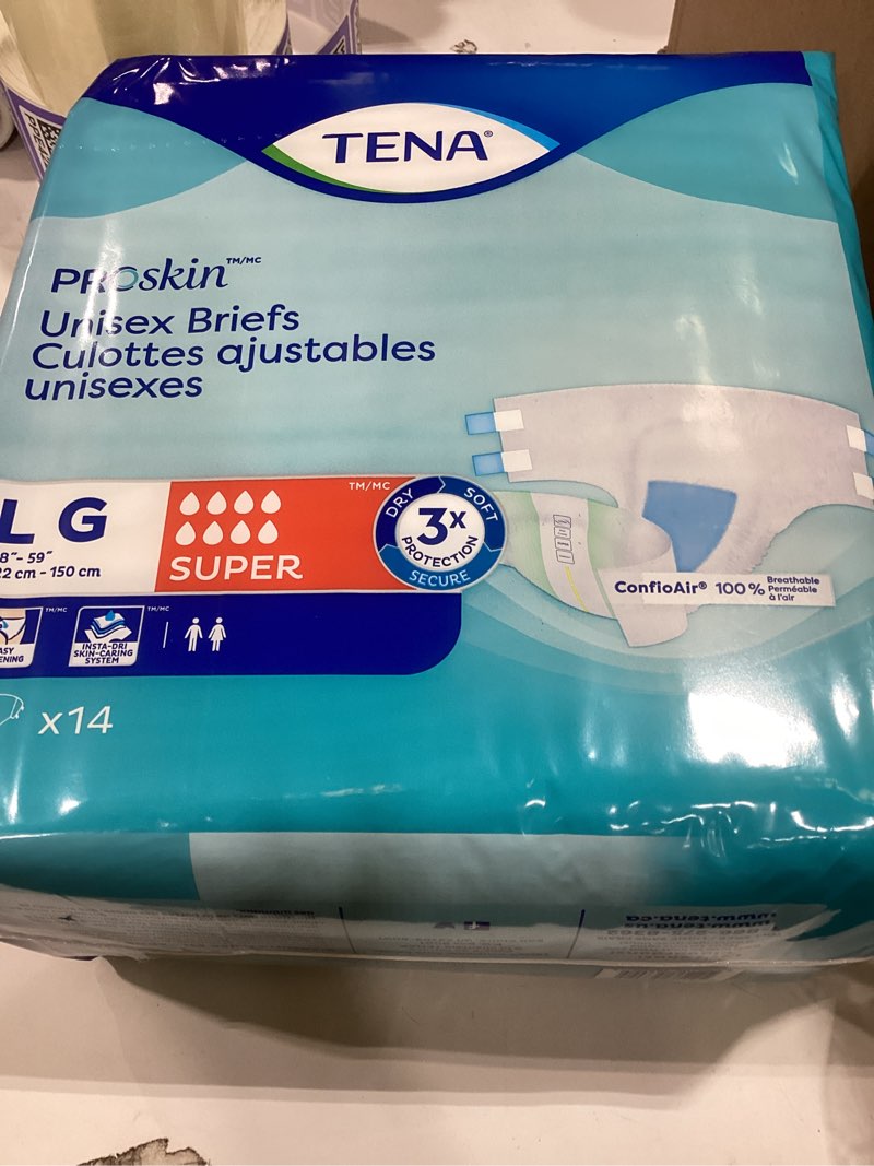 Condition photo showing Good Condition for tena proskin unisex adult diapers with tabs, maximum absorbency, large, 14 ct large 14