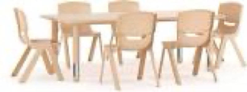 (incomplete only top table, missing legs & chairs ) flash furniture emmy adjustable classroom activity table with 6 stackable chairs, plastic activity table for kids, 23.625\\\" w x 47.25\\\" l, natural & pink