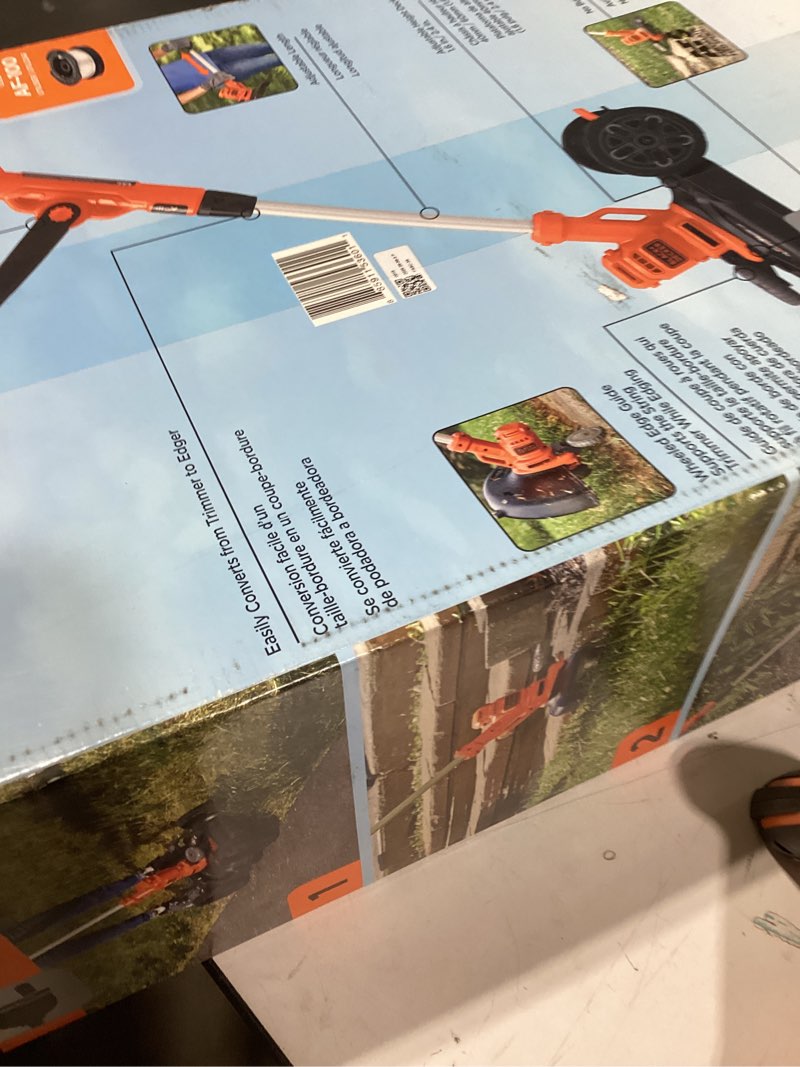 Condition photo showing New/Like New for black+decker electric lawn mower, weed eater and edger 3-in-1 combo, corded 12-inch 6.5 amp electric weed wacker and compact push mower (besta512cm) corded lawn mower