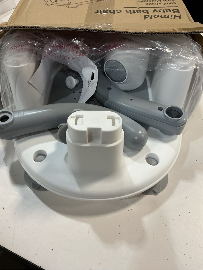 Condition photo showing Good Condition for baby bath seat for babies 6 months & up, non-slip toddler bath seats for babies sitting up, safe infant & newborn bathtub chair with 4 suction cups & soft cushion for shower,gray baby gray