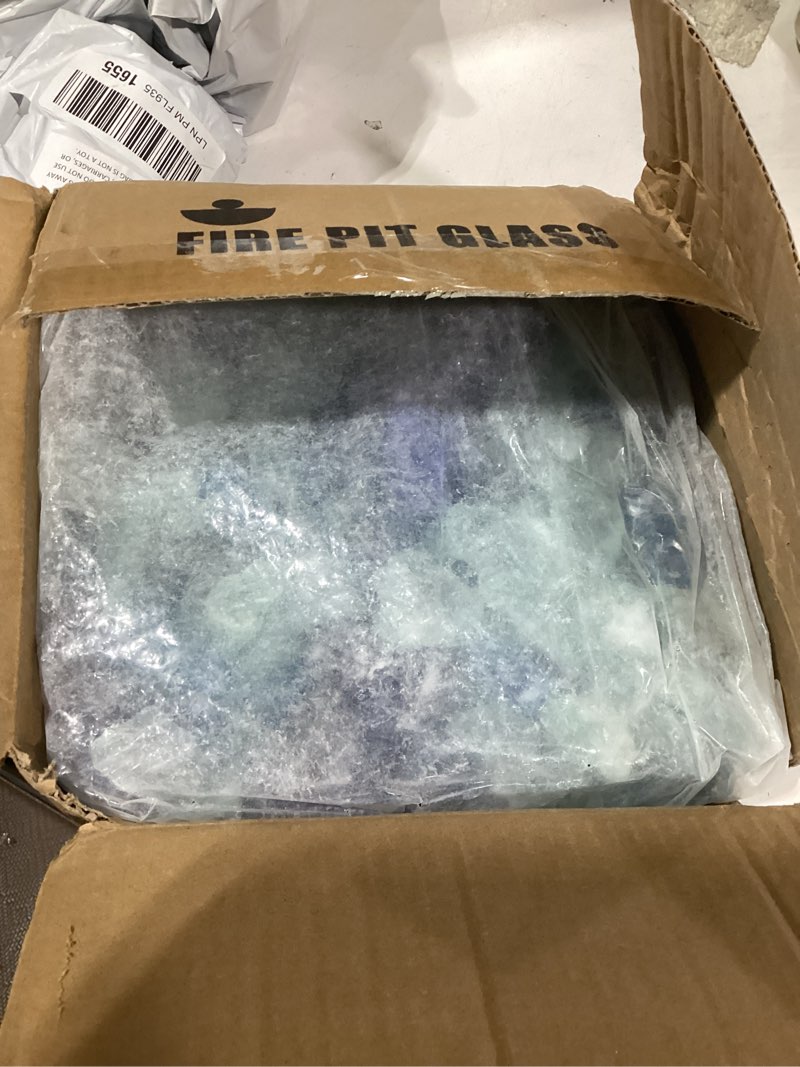 Condition photo showing New/Like New for domestar 10lb blue fire pit glass, crushed fire glass rocks for propane decorative fireplace assorted blue
