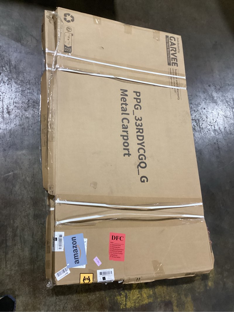 Condition photo showing Good Condition for 13x26 FT Heavy Duty Metal Carport Kit with Reinforced Frame & Anchor Bolts, for RV, Truck, Boat, Tractor Shelter, 100MPH Wind/35PSF Snow Rating, Easy Assembly Gray 13x26 FT