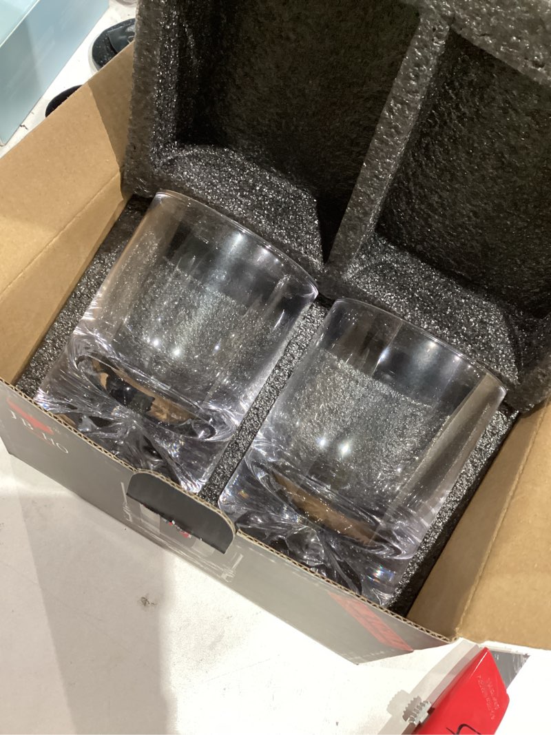 Condition photo showing Good Condition for JBHO Hand Blown Crystal Double Old Fashioned Cocktail, Solid Whiskey Glasses, Rocks Glasses, Lowball Glasses - 12 Ounce - set of 2 - Perfect Size for Oversized Ice Cubes