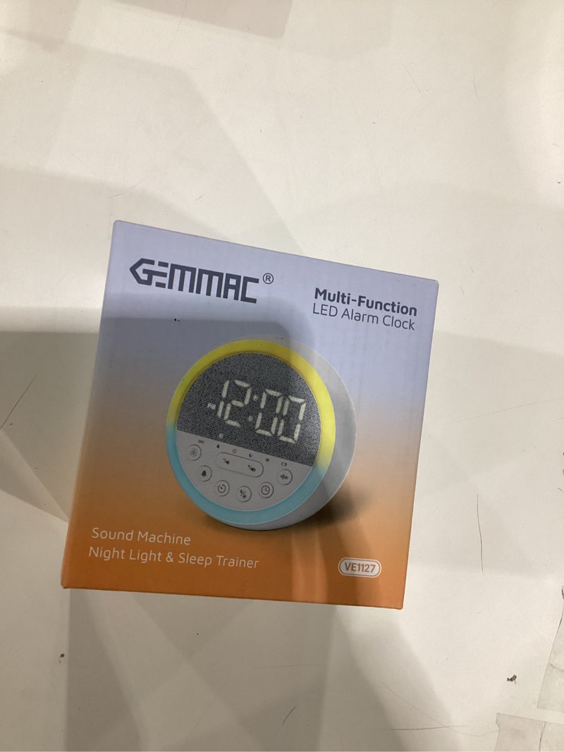 Condition photo showing Good Condition for white noise sound machine alarm clock with timer, portable led usb night light wake up sleep sound machine 11 sounds digital night lights sleep aid for adults bedroom office travel gifts