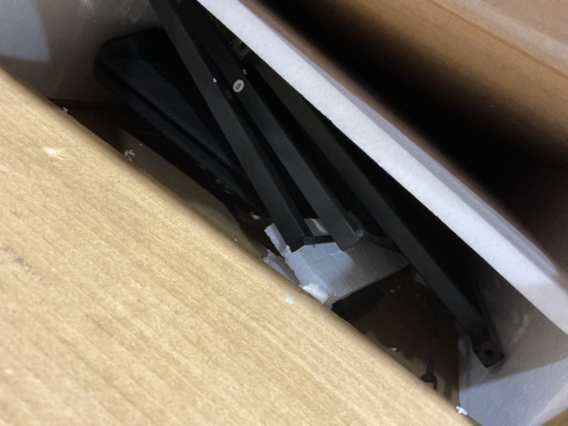 Condition photo showing As Is for somdot black nightstand with charging station and led light for bedroom, tall 5 drawers dresser with fabric bins for bedside kids dorm room closet laundry entryway, black 11.8"d x 15.7"w x 39.8"h (5 drawers) black 1