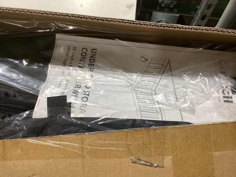 Condition photo showing As Is for 2 Pack Bamboo Under Bed Storage with Wheels, 39”x20”x7.8” Lager Under Bed Storage Containers (Brown)