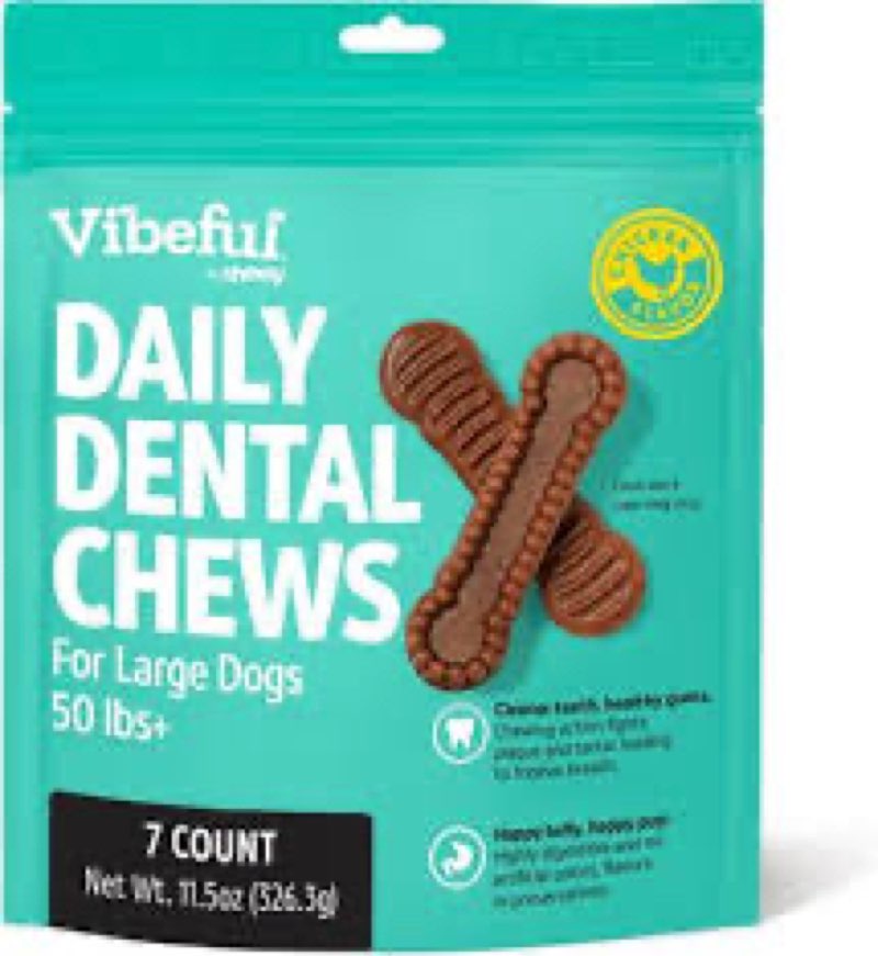 Vibeful Large Daily Dental Chews for Dogs, Chicken Flavor, 7 count