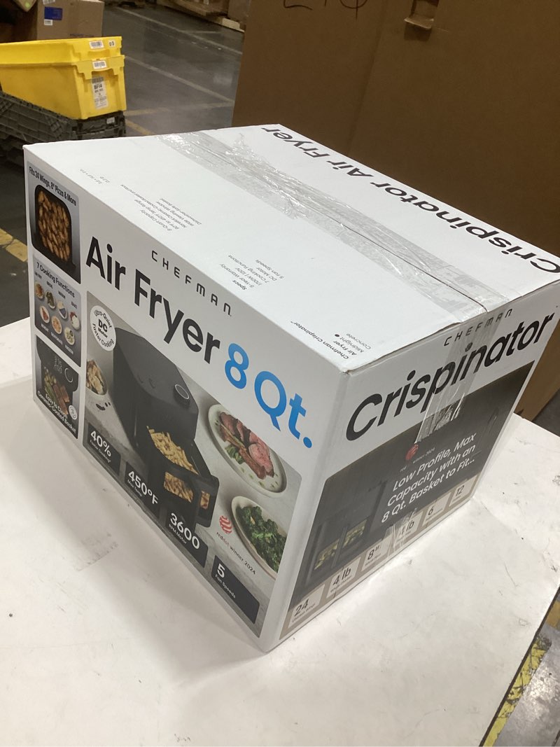 Condition photo showing New/Like New for chefman crispinator air fryer 7-in-1 with 8 qt capacity, 450°f max temp & turbofry pro technology fo