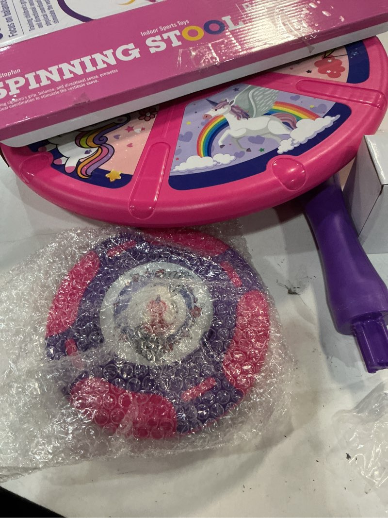 Condition photo showing Good Condition for flooyes unicorn sit and spin toys for toddlers girls 2 years old, birthday gifts for 2-4, with led and music, 360° spin pink