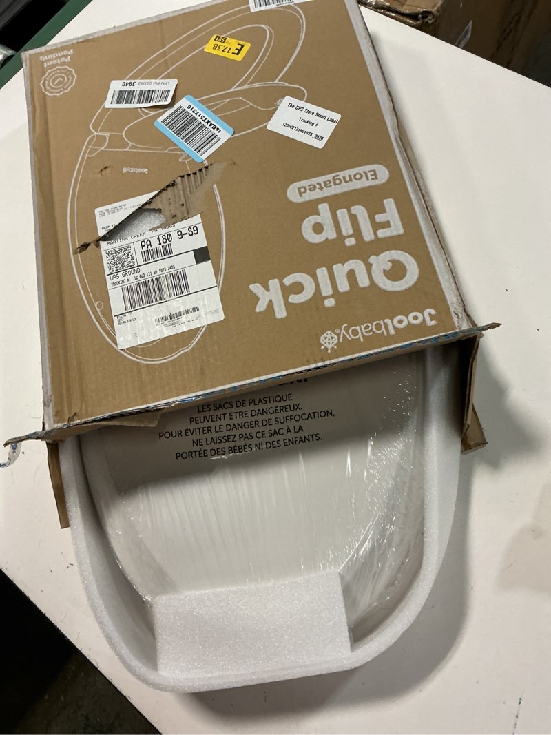 Condition photo showing Good Condition for jool baby quick flip toilet seat with built-in potty & splash guard for toddler training, slow close (elongated) oblong