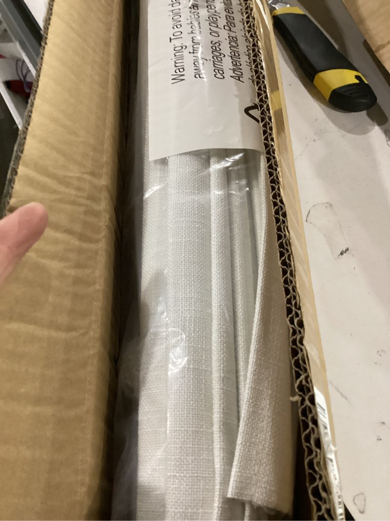 Condition photo showing Good Condition for lazblinds no tools no drill tdbu cordless roman shades for window, thermal insulated uv blocking, 100% blackout fabric blinds for bedroom & living room, 23" w x 64" h, blackout - white blackout - white 23"w x 64"h