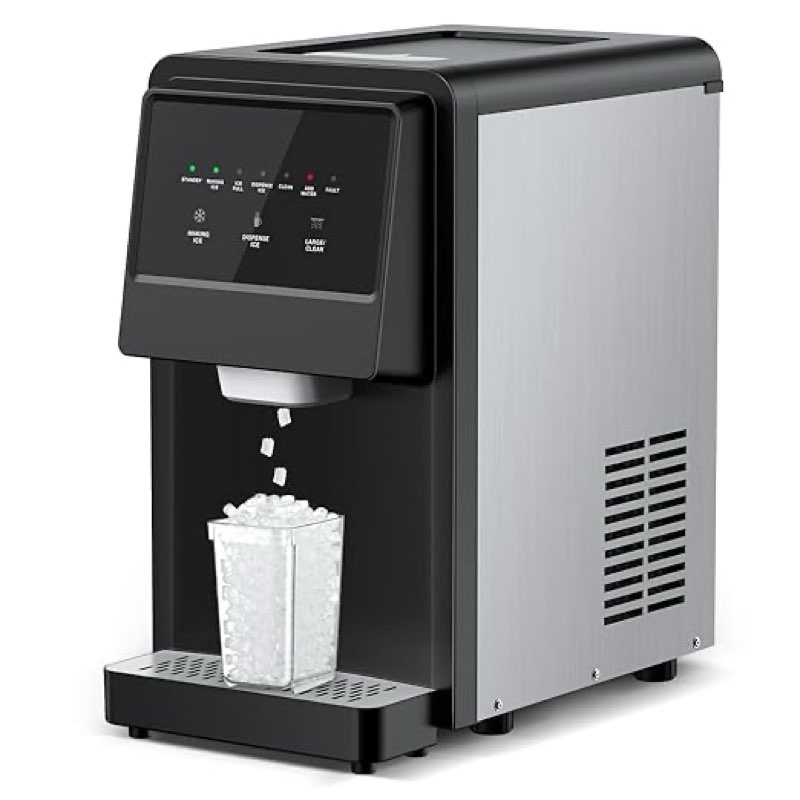 nugget ice maker countertop, pellet crushed chewable ice cubes 70lbs/24h ice dispenser countertop stainless steel ice maker machine with self-cleaning for home office kitchen party
