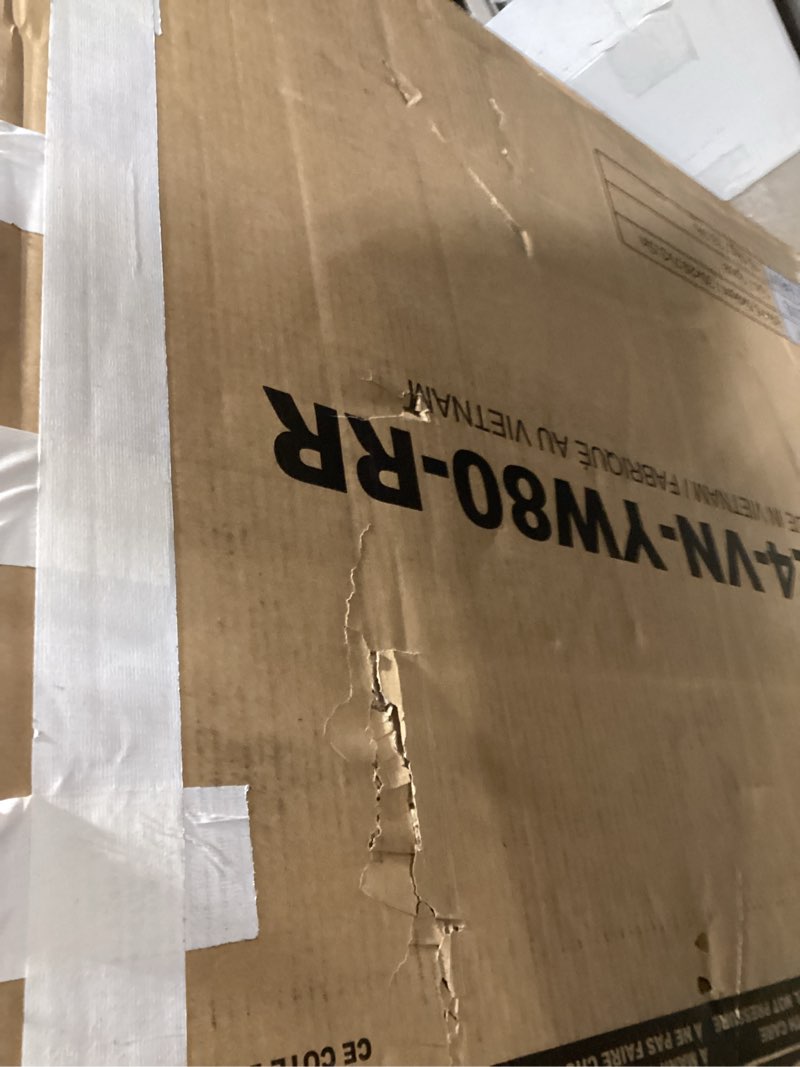 Condition photo showing New/Like New for rolanstar corner desk, 44.5" w x 34.5" h small computer desk with power outlets, gaming desk with led lights, triangle corner desk with keyboard tray & monitor stand for small space, rustic brown