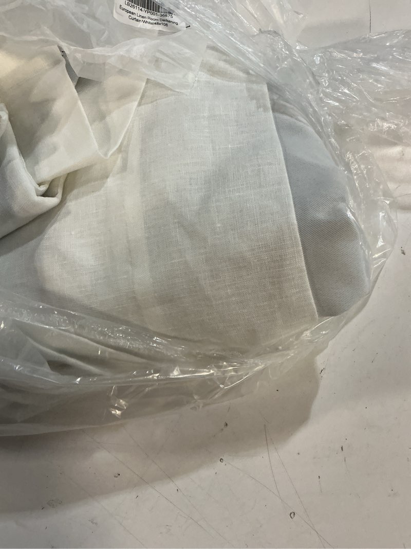 Condition photo showing Good Condition for european linen sheer curtain set (set of 2), 48x108, white