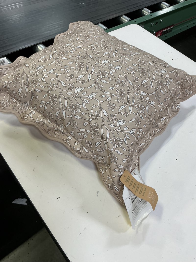 Condition photo showing Good Condition for my texas house blue floral scallop 18" x 18" outdoor pillow