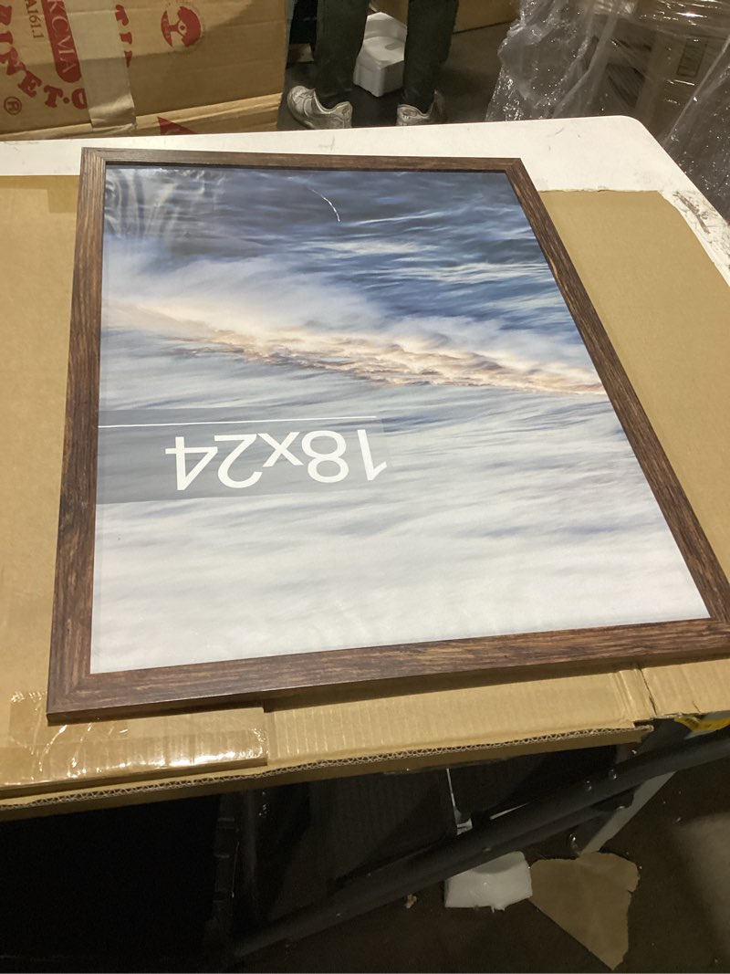 Condition photo showing Good Condition for 18x24 picture frame, brown 18 x 24 poster frame for horizontal or vertical wall mounting, 1 pack brown 18x24