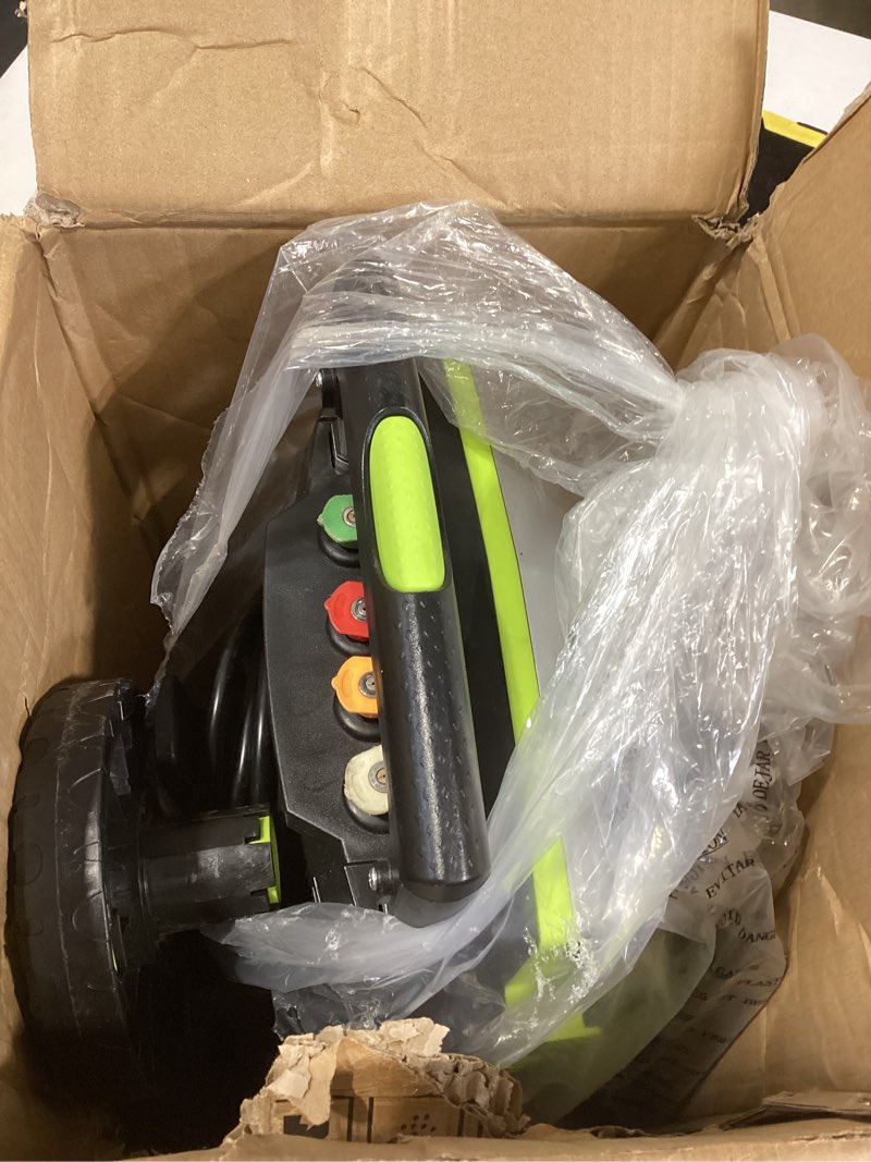 Condition photo showing Good Condition for 5000 psi professional electric pressure washer,4.0 gpm heavy duty power washer with 4 nozzles,foam cannon,33ft hose and 500ml soap bottle for home/cars(green) 20.86in green