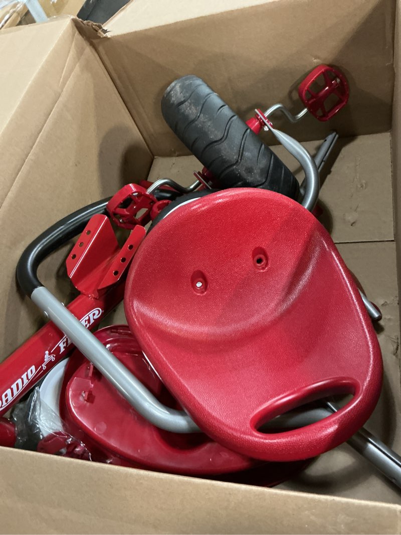 Condition photo showing As Is for radio flyer deluxe steer & stroll kids tricycle, toddler trike for ages 2-5, red