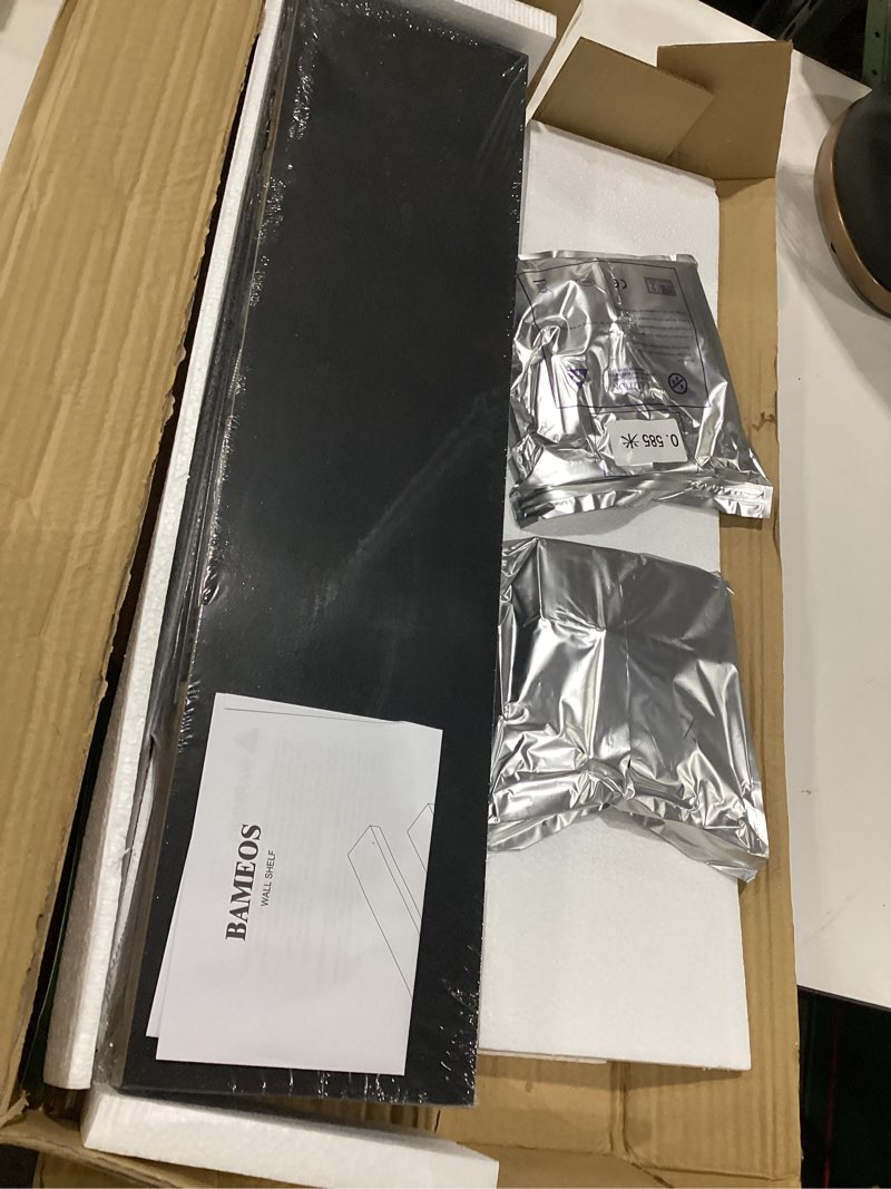 Condition photo showing Good Condition for bameos floating shelves with led for wall, sturdy shelves with rgb light, wall mounted display shelves, set of 2, hanging shelf for bathroom, bedroom, kitchen, living room storage, black 24 x 6 black-rgb