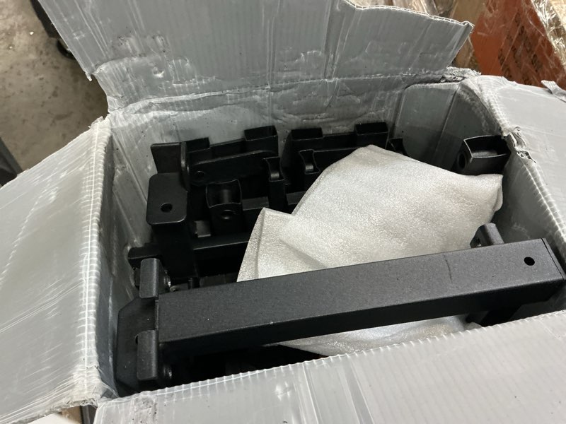 Condition photo showing As Is for  king box spring 9 inch high profile black heavy duty metal mattress foundation with fabric cover,easy assembly,non-slip & noise-free