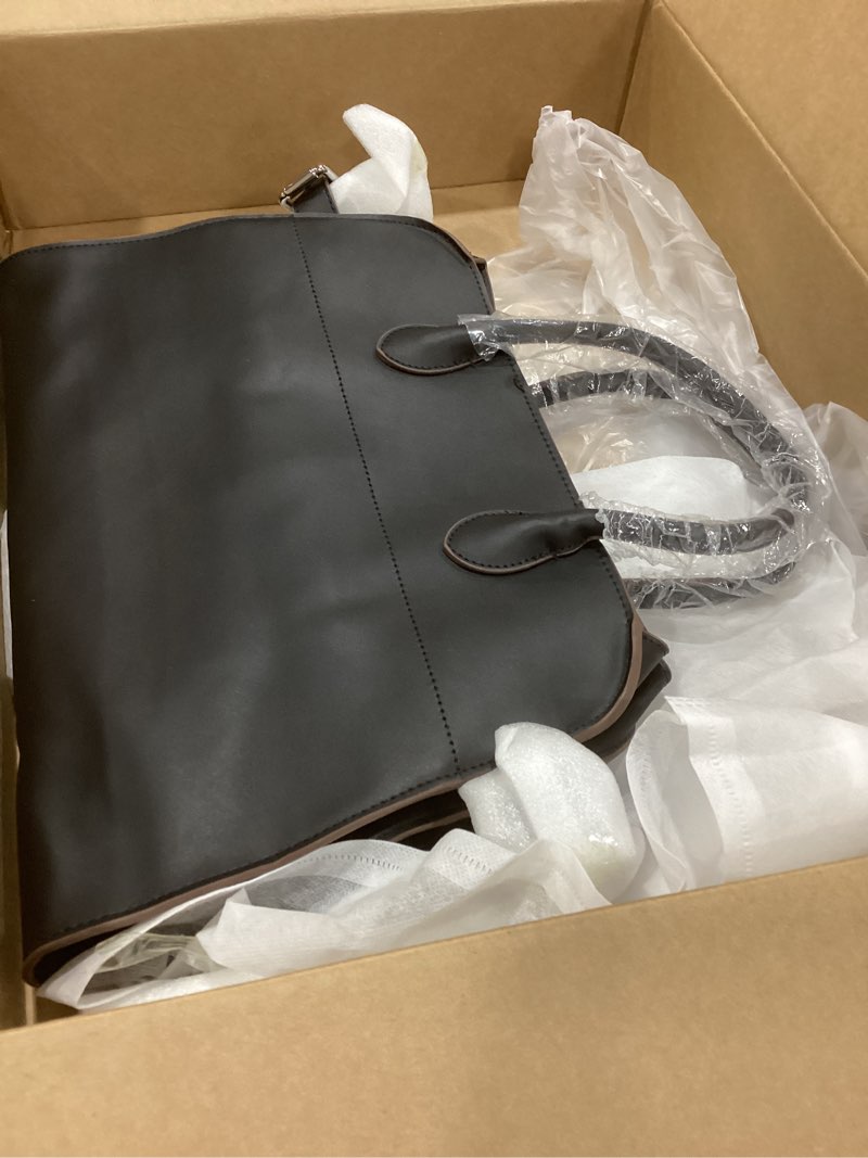 Condition photo showing Good Condition for vegan leather tote bags for women large tote retro top-handle bag trendy work bag pu leather purses 15.3" x 8.6" x 10.2" black